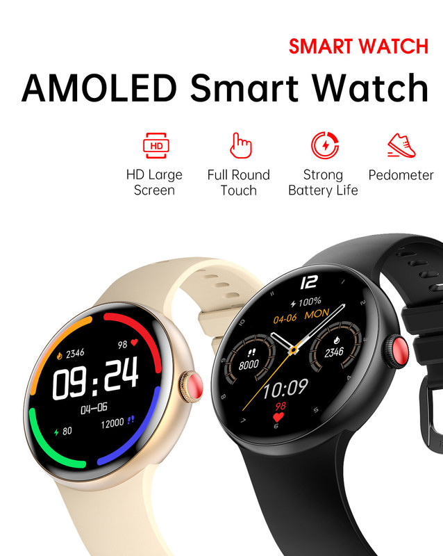 Aluminum Alloy Round Shape Smart Watch With Blood Pressure And Oxygen